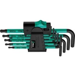 WERA Jeu De Clés Coudées TORX® BO, 9 Pièces, Contenu : T 8 T 9 T 10 T 15 T 20 T 25 T 27 T 30 T 40