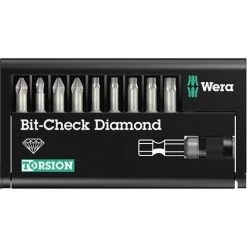 WERA Assortiment D'embouts Fente/PH/PZ, 10 Pièces, Check Diamond