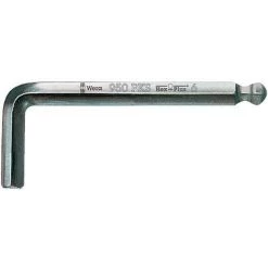 Cle Male Coudee WERA Chrome 6 Pans Avec Tete Spherique, 8,0x112mm, Court