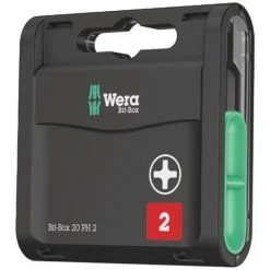 Wera Grand Paquet D'embouts Bit-Box 20 PZD 1/4 Po. PZD 2 Longueur 25 Mm DIN 3126, ISO 1173, Forme C 6,3 Dans Une Boîte En Plastique