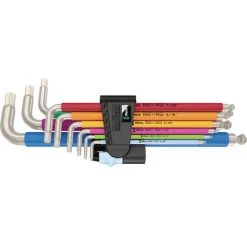 Wera 3950/9 Hex-Plus Multicolour Imperial Stainless 1 6 Pans Intérieurs Jeu De Clés Mâles Coudées 9 Pièces