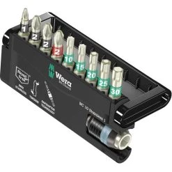 Wera BC 10/9 05071110001 Jeu Dembouts 10 Pièces Vis à Fente, Cruciforme Phillips, Vis Pozidriv, TORX® Intérieur