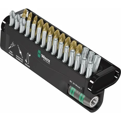 Wera Bit-Check 30 Wood 1 05057433001 Jeu Dembouts 30 Pièces Vis Pozidriv, Cruciforme Phillips, TORX® Intérieur 1 Wera Bit-Check 30 Wood 1 05057433001 Jeu Dembouts 30 Pièces Vis Pozidriv, Cruciforme Phillips, TORX® Intérieur