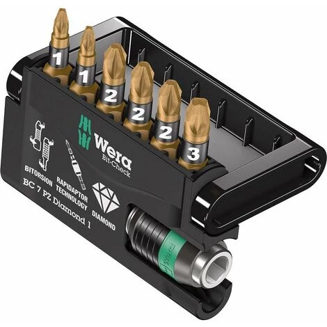 Wera Bit-Check 7 PZ Diamond 1 05057412001 Jeu Dembouts 7 Pièces Vis Pozidriv BiTorsion 1 Wera Bit-Check 7 PZ Diamond 1 05057412001 Jeu Dembouts 7 Pièces Vis Pozidriv BiTorsion