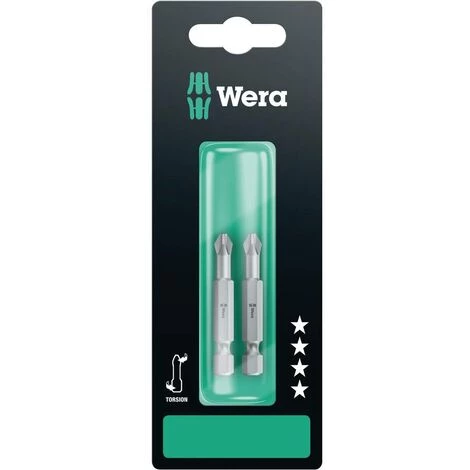 Embout Cruciforme PH 2 Wera 05134381001 Acier à Outils Allié, Extra-rigide Forme (embouts): F 6.3 2 Pc(s) 1 Embout Cruciforme PH 2 Wera 05134381001 Acier à Outils Allié, Extra-rigide Forme (embouts): F 6.3 2 Pc(s)
