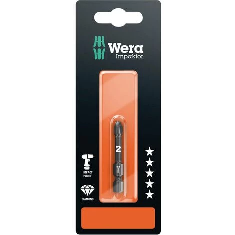 Embout Cruciforme PZ 2 Wera 05073961001 Acier à Outils Revêtement Diamanté Forme (embouts): F 6.3 1 Pc(s) 1 Embout Cruciforme PZ 2 Wera 05073961001 Acier à Outils Revêtement Diamanté Forme (embouts): F 6.3 1 Pc(s)